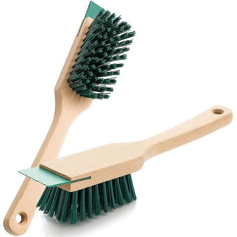 Lot de 2 brosses à poils rigides pour tondeuse à gazon avec grattoir, brosses de nettoyage robustes à poils durs pour le nettoyage des bottes d'extérieur (1/5)