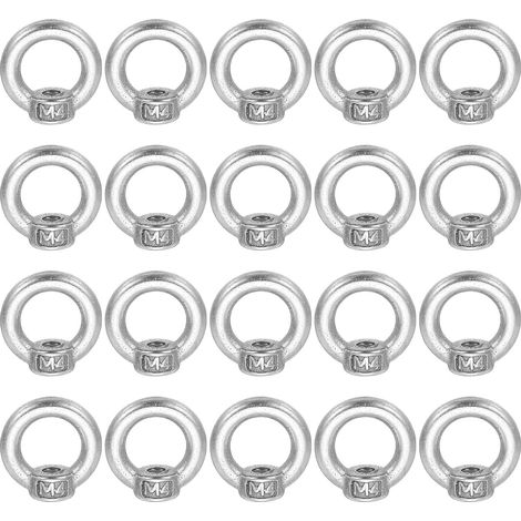 Pack Of 20 Ecrou Oeil De Levage M4 304 Acier Inoxydable Argent (1/5)