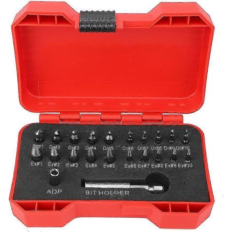 Ensemble de 22 extracteurs de vis à filetage à gauche, accessoire de quincaillerie durable en acier rapide