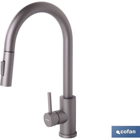 Rubinetto per cucina inox anthracite con tubo estensibile 50 cm (1/4)