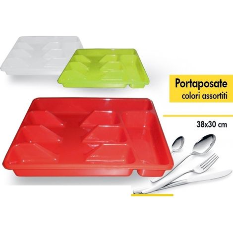TrAdE Shop Traesio - Porta Posate In Plastica 5 Posti Forchette Cucchiai Cucchiaino Coltelli Cucina - (1/2)