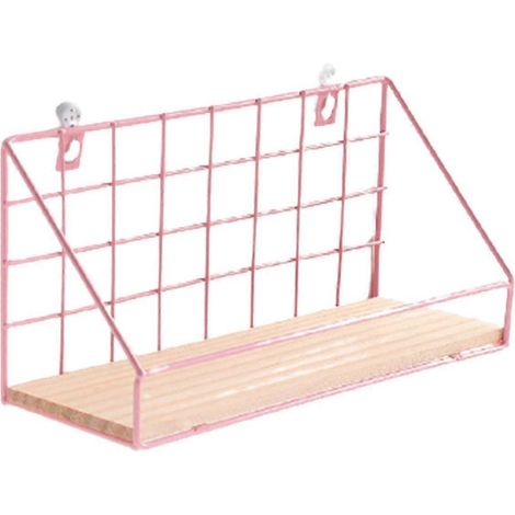 Étagère murale simple en fer forgé perforé pour salon, avec étagère perforée offerte (1 pièce - rose) (1/5)