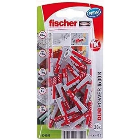 FISCHER 534993 Universaldübel Duopower 6x30 K, 28 Stk