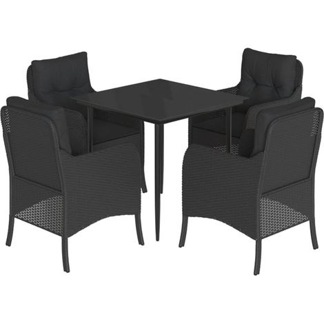 Maison Exclusive - 5-tlg. Garten-Essgruppe mit Kissen Schwarz Pol