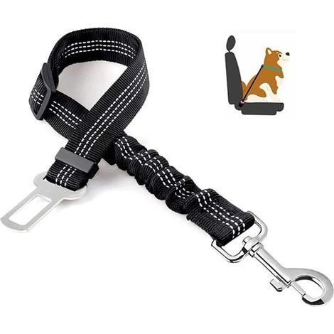Ceinture de sécurité pour chien, élastique réglable, solide et durable, fixation pivotante à 360 degrés, ne se tord pas, réfléchissant, facile à utiliser (noir) (1/5)