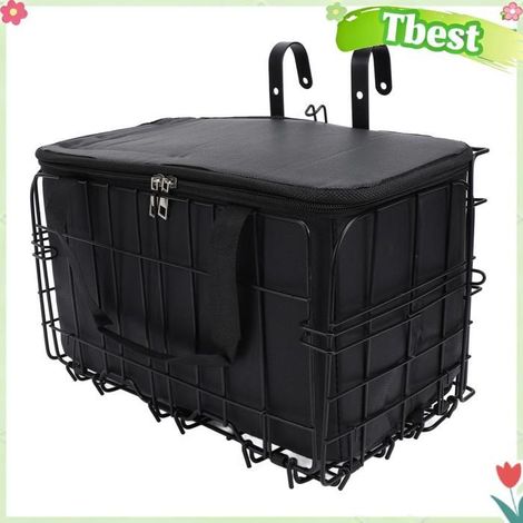 DE VÉLO DE MONTAGNE NOIR AVEC SAC À DOUBLURE AMOVIBLE POUR LE TRANSPORT D'ÉPICERIE DES ANIMAUX (1/4)