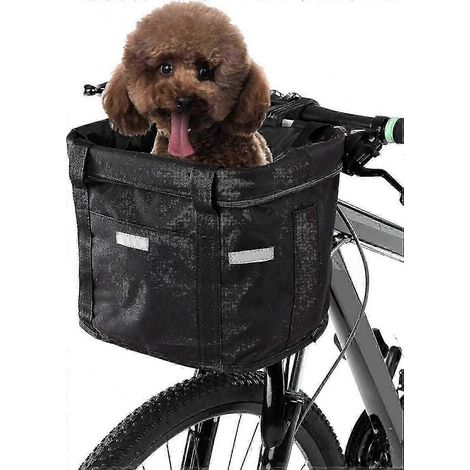 Panier de guidon pliable et amovible pour vélo, fixation rapide, tissu Oxford imperméable, bandes réfléchissantes, pour courses, pique-nique et transport d'animaux de compagnie (5 kg) 2026 (1/5)