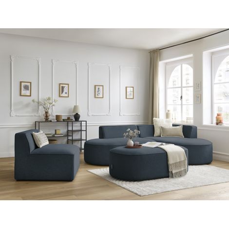 BOBOCHIC - Chauffeuse 1 place pour canapé modulable ROUSSEAU tissu chiné Bleu foncé (1/5)
