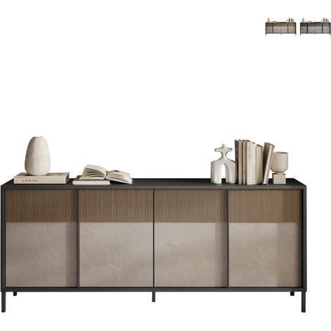 Buffet moderne salon cuisine 4 portes 206x40x86cm Solna - Beige
