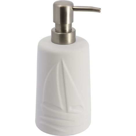 Distributeur à Savon ou lotion en céramique Blanc mat déco Bateau 430 ml - TENDANCE