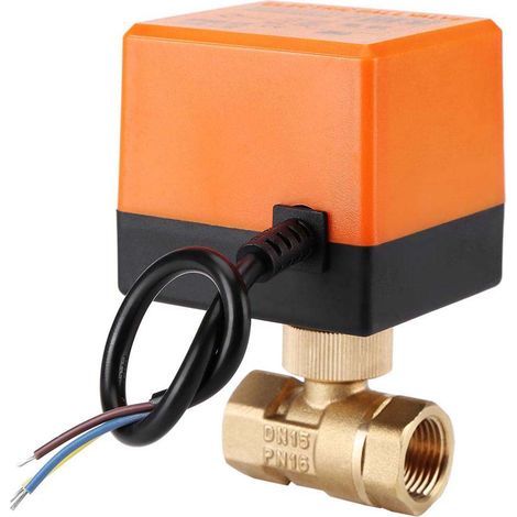 220 V Wechselstrom, 2-Wege, 3-adrig, 1,6 MPa, elektrisch betriebenes Messing-Kugelventil mit Gewinde, DN15 (1/5)