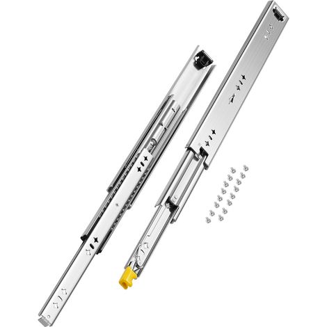 Glissière de tiroir à extension complète, 1 paire, coulisse de tiroir verrouillable, 450 mm, capacité de charge 113,4 kg, rail coulissant à montage latéral avec roulement à billes et verrou (1/5)