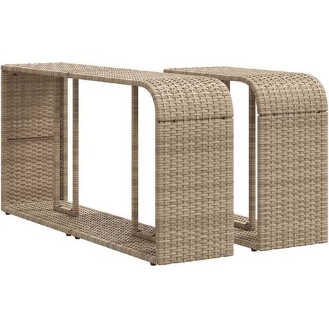 Étagère de rangement en résine tissée beige en deux parties (1/5)