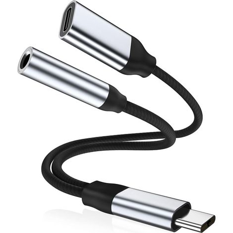 Jusch – Adaptateur USB C vers Jack 3.5mm 2 en 1 – Charge et audio simultanés – DAC haute fidélité 24 bits/96 kHz – Compatible Samsung, Google, Huawei