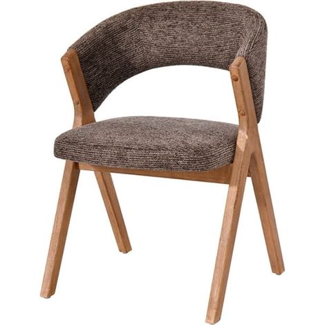 Lot de chaises salle à manger bois et tissu marron accoudoirs KYARA Casita (1/2)