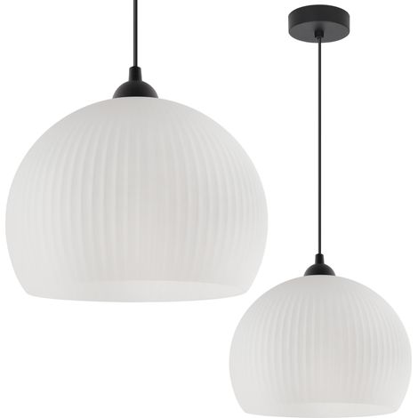 Riffle Pendelleuchte, schwarz, einteilig, weißer Lampenschirm, große Kugel, E27 (1/5)