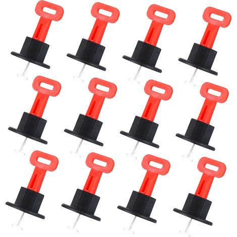 Régulateur de Nivellement de Carrelage 50 Pcs Rouge pour Hauteur Acier Inoxydable et Plastique, pour Carreaux de Sol et Céramique, Chambre ou Salon (1/5)