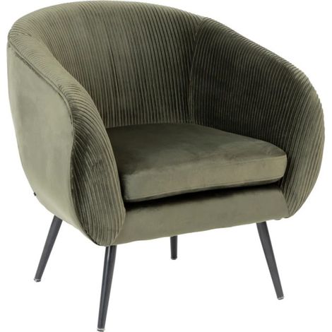 Fauteuil Design en Velours "Solaro" 78cm Kaki (1/5)