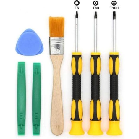 Kit Tournevis Torx T6 T8 T10 - Outil de Levage Électronique et Brosse de Nettoyage - Pour Console Xbox 360 PS3 PS4 - 7 Pièces (1/4)