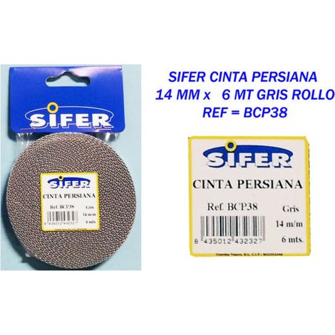 SIFER-Jalousienband, 14 mm x 6 m, graue Rolle