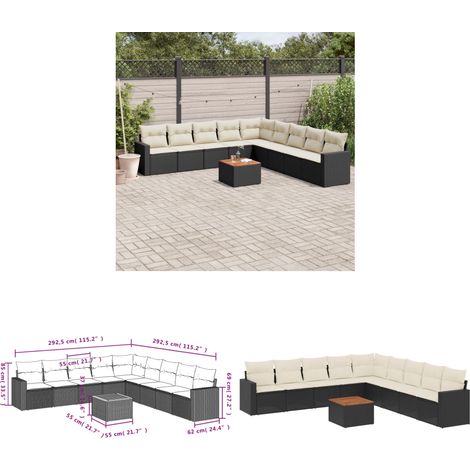 Salon de jardin 10 pcs avec coussins noir résine tressée - Ensemble Salon De Jardin - Meuble De Jardin - Mobilier Extérieur - Salon De Jardin Pliable - Set Salon De Jardin - Home & Living (1/3)