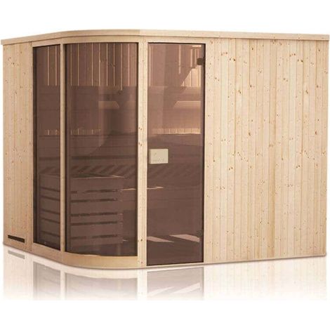 FinnTherm Innensauna Verve Innensauna 2 Sitzbänke aus Holz , Saunakabine mit 40 mm Wandstärke, Dampfsauna mit Montagematerial (1/2)