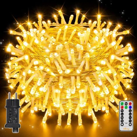 Guirlande Lumineuse 20m 200 LED Intérieur Extérieur avec Télécommande, 8 Modes 3 Minuteries, IP44 Étanche, Guirlande Lumineuse Sapin pour Décoration Jardin, Noël, Maison, Mariage, Blanc Chaud [Classe (1/5)