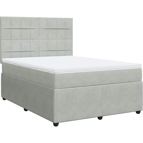 Maison Exclusive - Cama box spring con colchón terciopelo gris cl (1/5)
