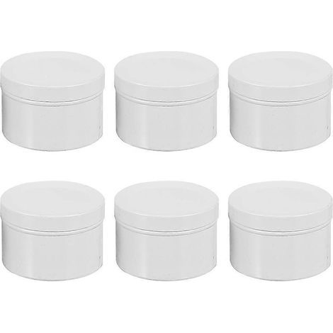 Lot de 6 pots vides en aluminium pour bougies, crèmes pour le visage et autres préparations maison.-5X5X3.5CM-White (1/3)