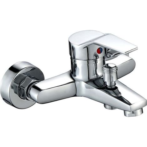 1 robinet de baignoire/douche, mitigeur thermostatique, hybride, mural, électroplacé, pour salle de bain (1/5)