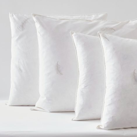 Lot de 4 oreillers 60 x 60 cm et 45 x 70 cm – Garnissage 100% plumes – Confort moelleux – Fabriqué en France – Blanreve (1/4)