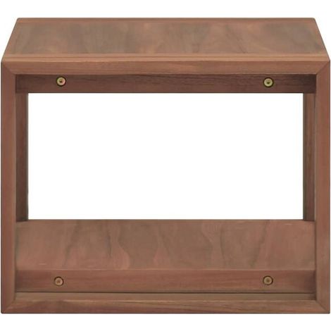 Étagère de Salle de Bain Murale en Bois Massif de Teck, 45x45x35 cm, Meuble de Rangement Suspendu Étanche pour Douche et WC (1/5)