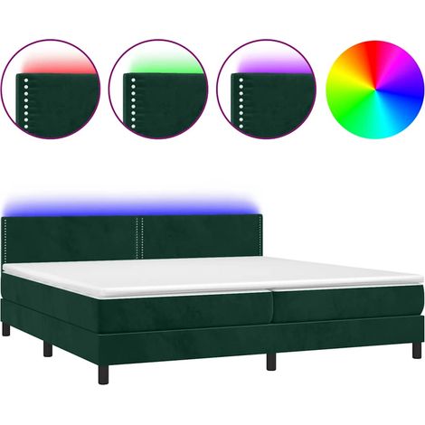 Maison Exclusive - Boxspringbett mit Matratze & LED Dunkelgrün 20