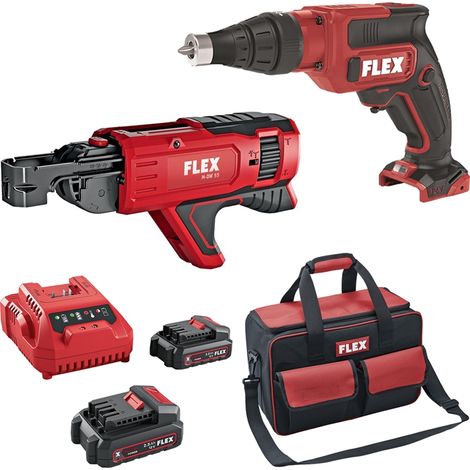 Flex Akku-Trockenbauschrauber DW 37 12-EC inkl. Magazinvorsatz, 2 Akkus, Tasche