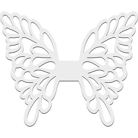 Decorazioni natalizie in legno bianco, ali d'angelo traforate in MDF, ideali come regali. (1/4)