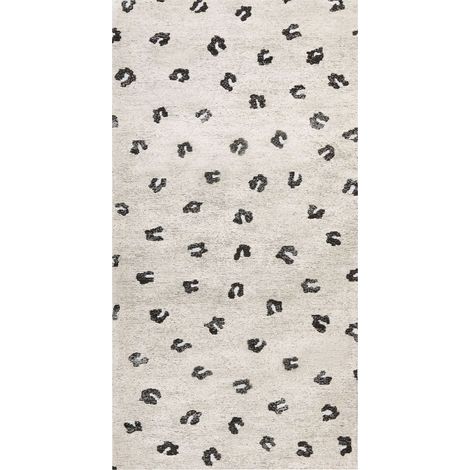 Tapis Beige en Coton 80 x 150 cm Tissu Jacquard à Motif Léopard pour Salon Afis