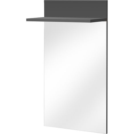 Miroir avec étagère "Marco" - Gris - L 60 x H 107 x P 28 cm - Livraison gratuite
