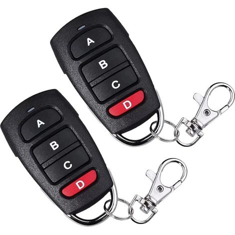Control remoto para puerta de garaje de 433 MHz, paquete de 2, duplicador de puerta de garaje, control remoto de 4 botones, control remoto universal inalámbrico, compatible con múltiples dispositivos. (1/5)