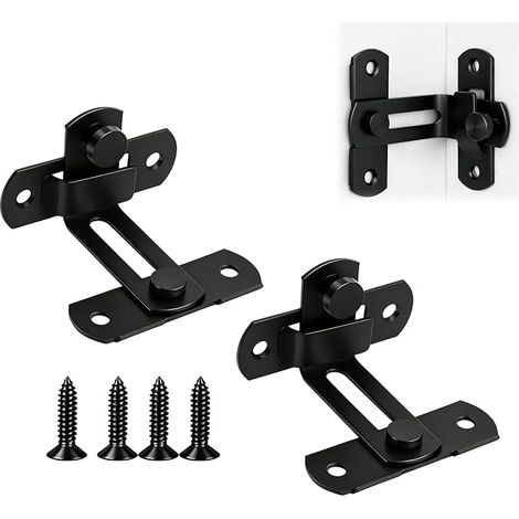 2 Pièces Verrou Porte Interieure Coulissante à Angle Droit 90 Degrés, loquet de porte coulissante à rabat, Verrou de sécurité pour Fenêtre, Placard et Jardin, Finition Noir Mat en Acier Inoxydable (1/5)