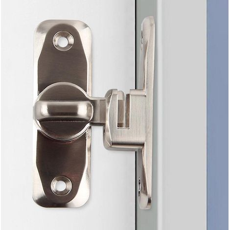 Loquet de porte battante argenté avec butée coulissante et verrou antivol pour fenêtre, rotation à 90/180 degrés (1/4)