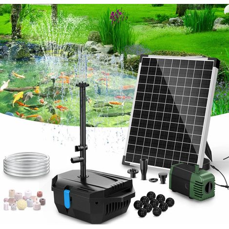 POPOSOAP 20W Solar Teichfilter & Brunnenpumpenset, 1060 L/h Solarteichpumpe mit 4 Düsen, 2 m Schlauch für Gartenteich