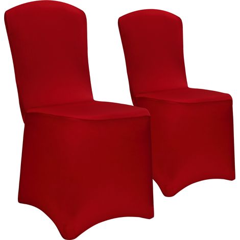 DEUBA® 2x Elegant Slip-On Stretch Chair Covers for Weddings, Parties, and Events  Bordeaux Red