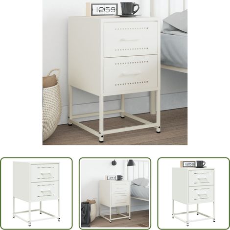 Meuble industriel - Table de chevet blanc 36x39x60,5 cm acier (1/5)