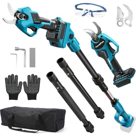 Sécateur Électrique Avec Perche, 2-in-1 Secateur Electrique Sans Fil Télescopique Compatible avec 18V Batteries, 2M Perche Télescopique, Portée Totale 4 m, pour Arbres (1/5)