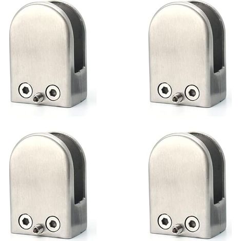 Lot de 4 pinces à verre en acier inoxydable 304 -Support carré pour verre -Support réglable en verre plat pour escalier balustrade - Main courante polie - (carré de 10 à 12 mm) (1/5)