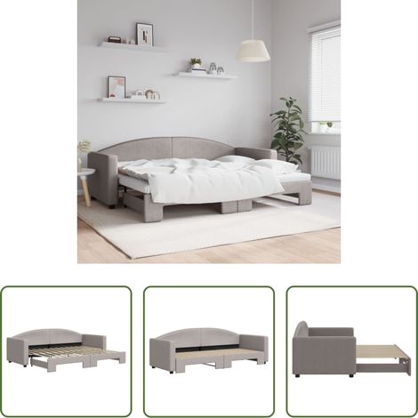 Lit gigogne - Lit de jour avec gigogne sans matelas taupe 80x200 cm (1/5)
