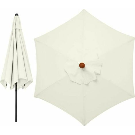 Housses de rechange pour parasol 3 mètres 6 bras Parasol de rechange pour auvent de jardin Housse de rechange pour parasol, auvent uniquement (blanc crème) (1/5)