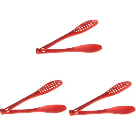 Lot de 3 pinces à salade, pinces de cuisine multifonctions, pinces à barbecue, pinces à pâtisserie, mini pinces à gâteau pour buffet, rouge (1/4)