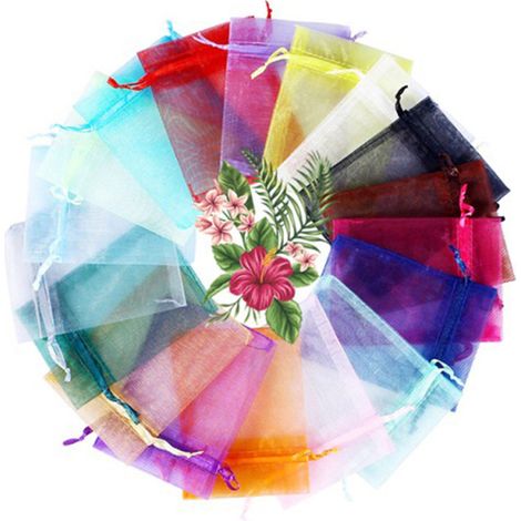 Sac Organza - 7 x 9 cm - Cordon de Fermeture - Pour Bijoux et Petits Objets - Lot de 100 Pièces (1/5)