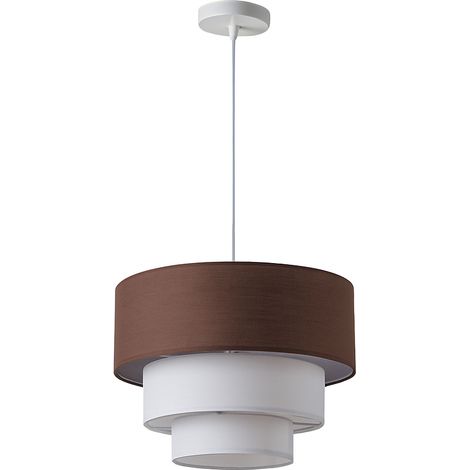 Suspension plafond textile trois niveaux blanc marron D40 cm